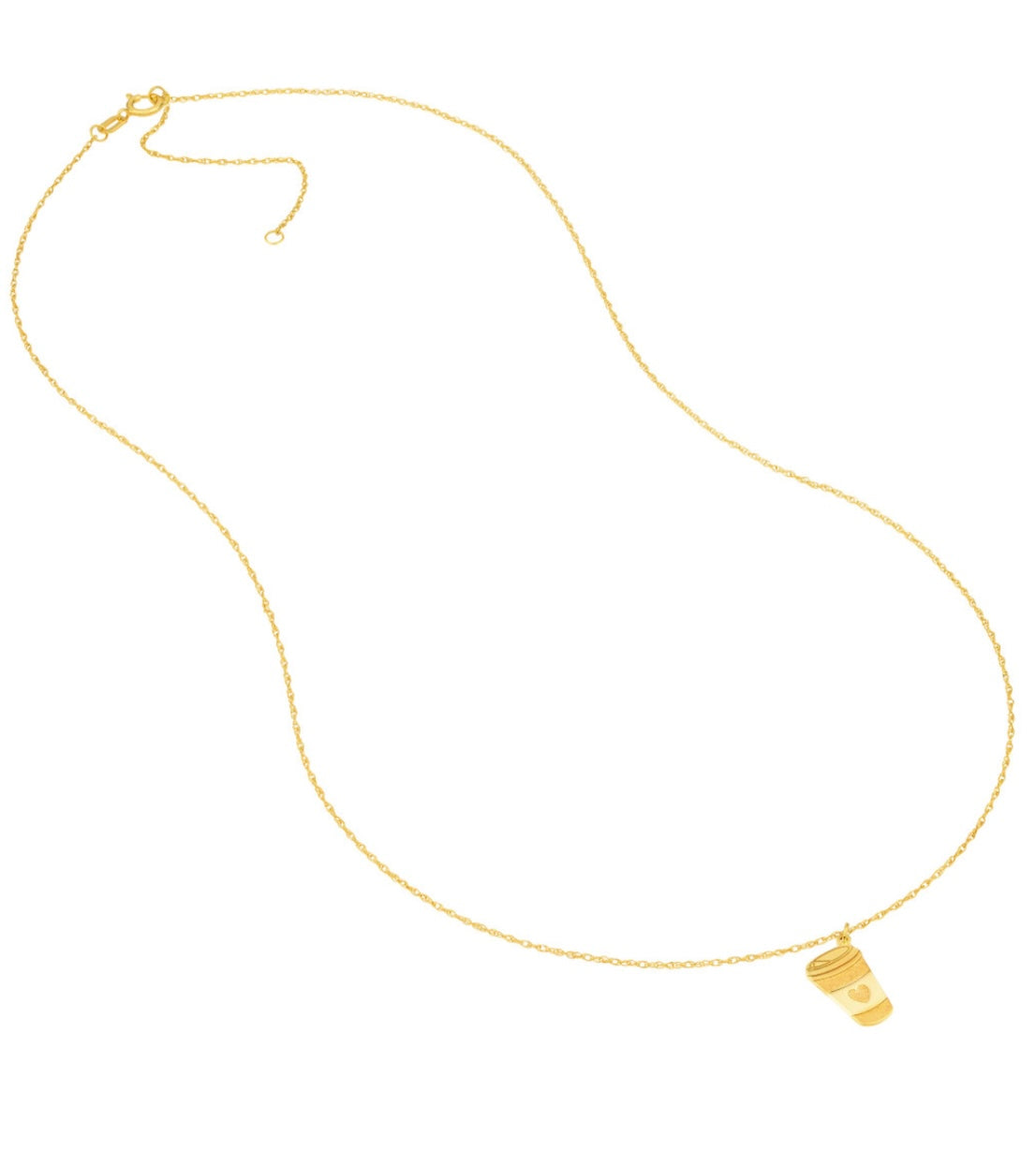 14k Gold Coffee Lover Charm Necklace