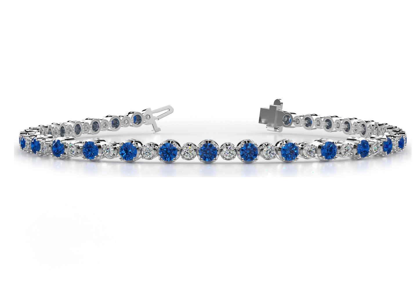 Diamond And Blue Sapphire Tennis Bracelet