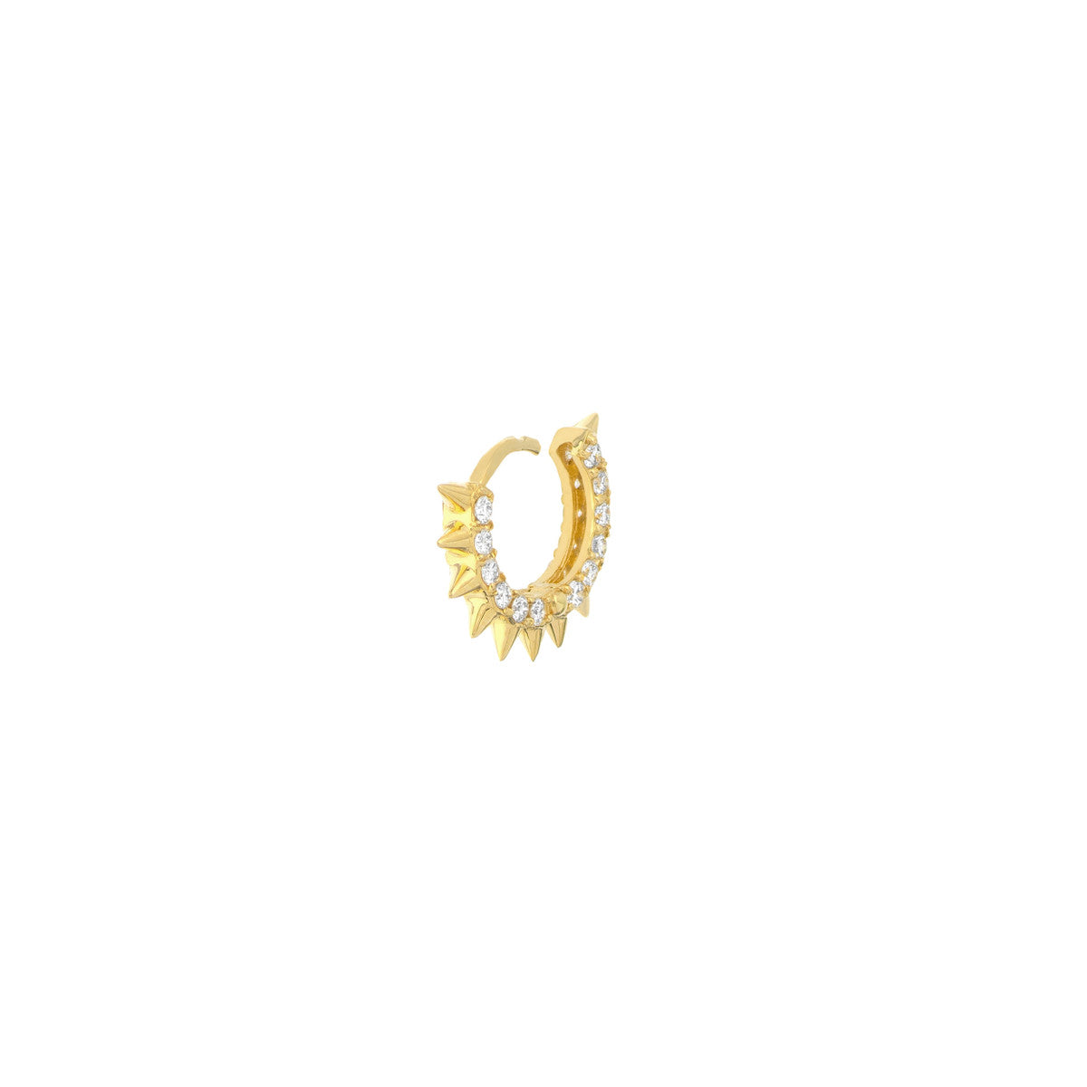 Pave Diamond Side Spikes Huggie Hoop Earring