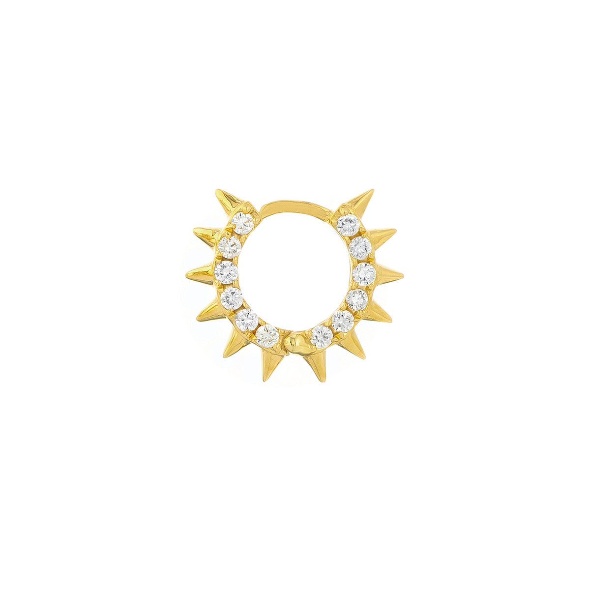 Pave Diamond Side Spikes Huggie Hoop Earring
