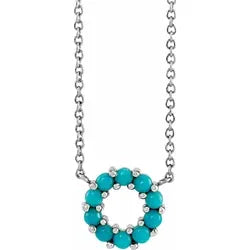 14K Gold Natural Turquoise Circle Necklace