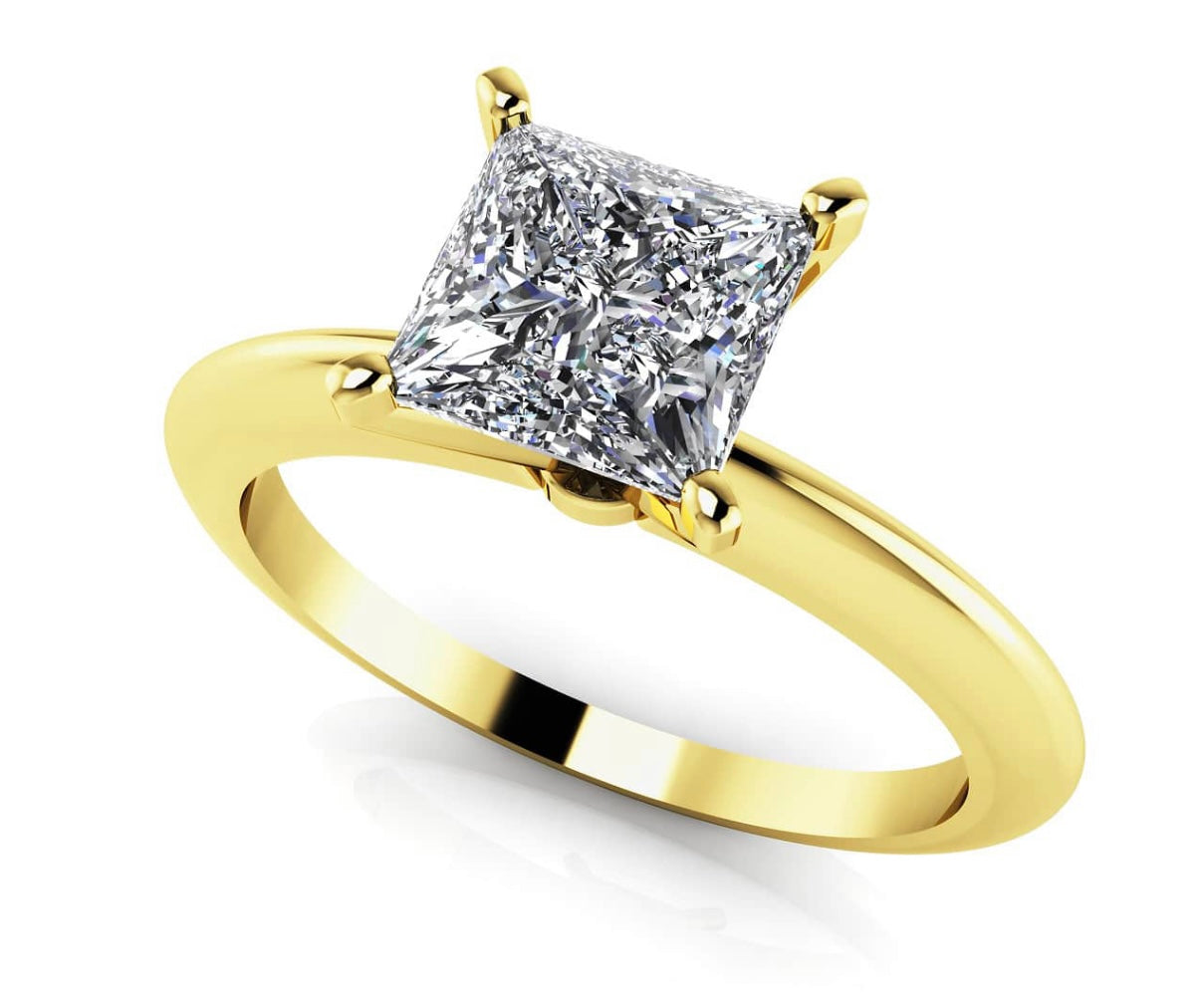 Perfect Princess Cut Diamond Solitaire Engagement Ring