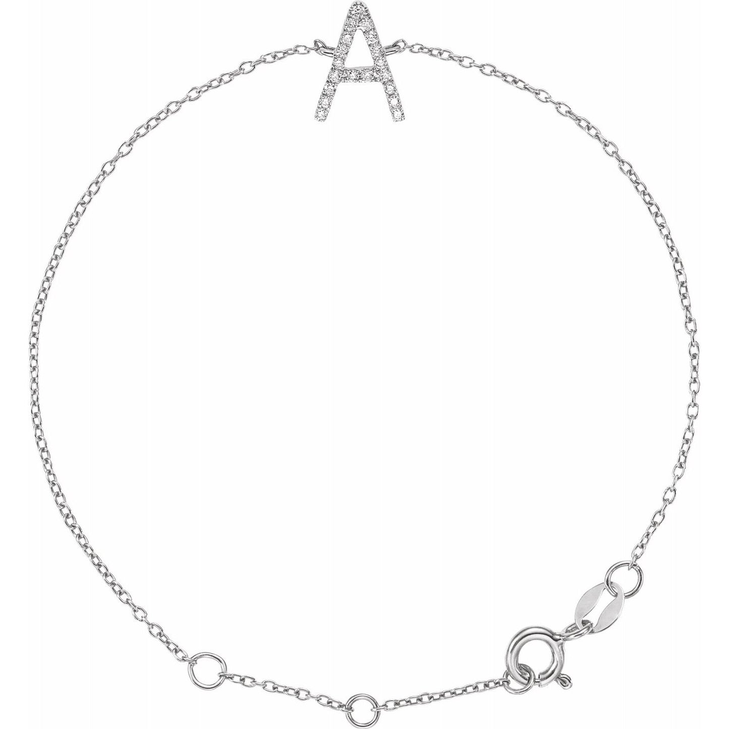 14K Gold Diamond Initial Bracelet