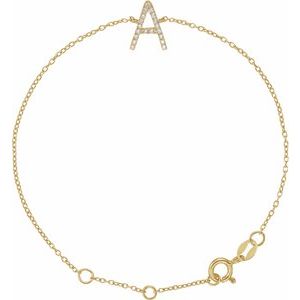 14K Gold Diamond Initial Bracelet