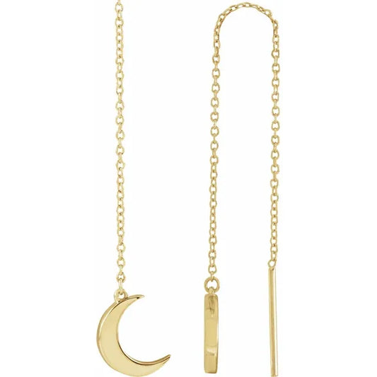 Crescent Moon Threader Earrings