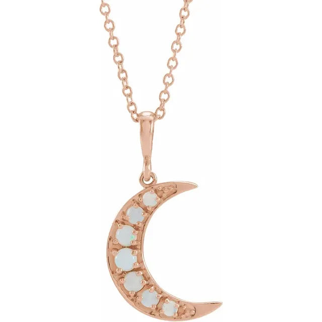 Opal Crescent Moon Necklace
