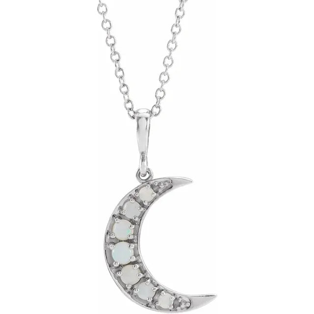 Opal Crescent Moon Necklace
