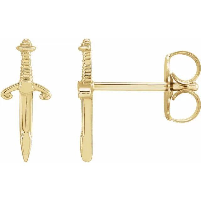 14k Gold Dagger Earrings