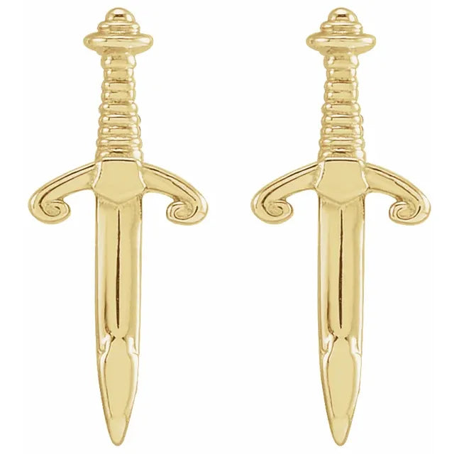 14k Gold Dagger Earrings