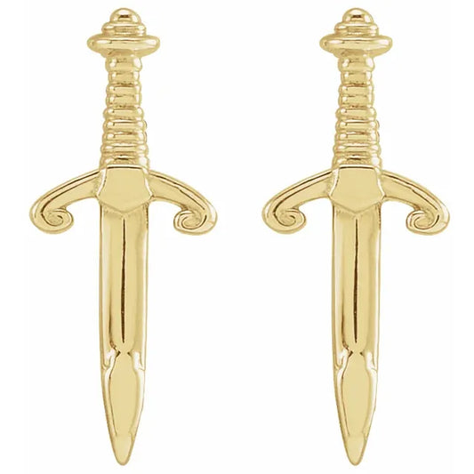14k Gold Dagger Earrings