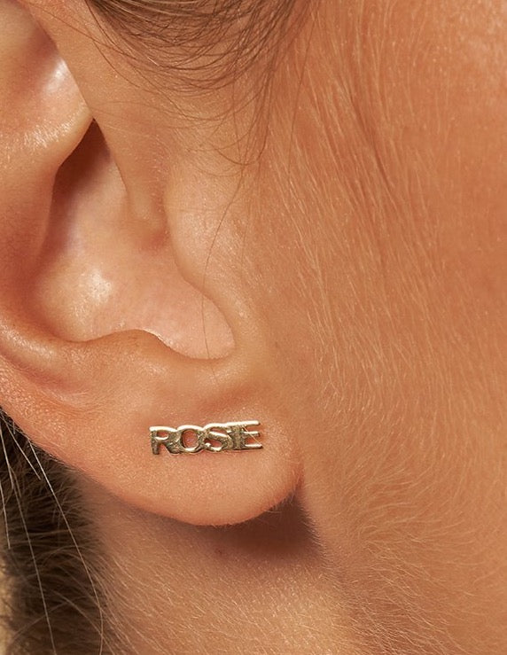 Name Block Letter Studs