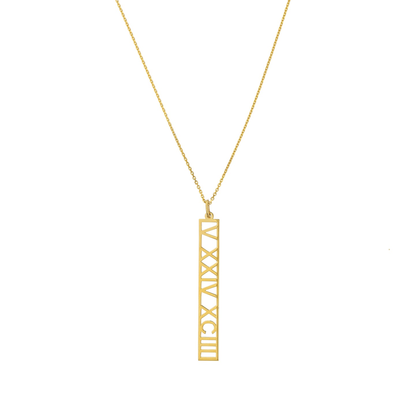 Roman Numeral Pendant + Cable Chain