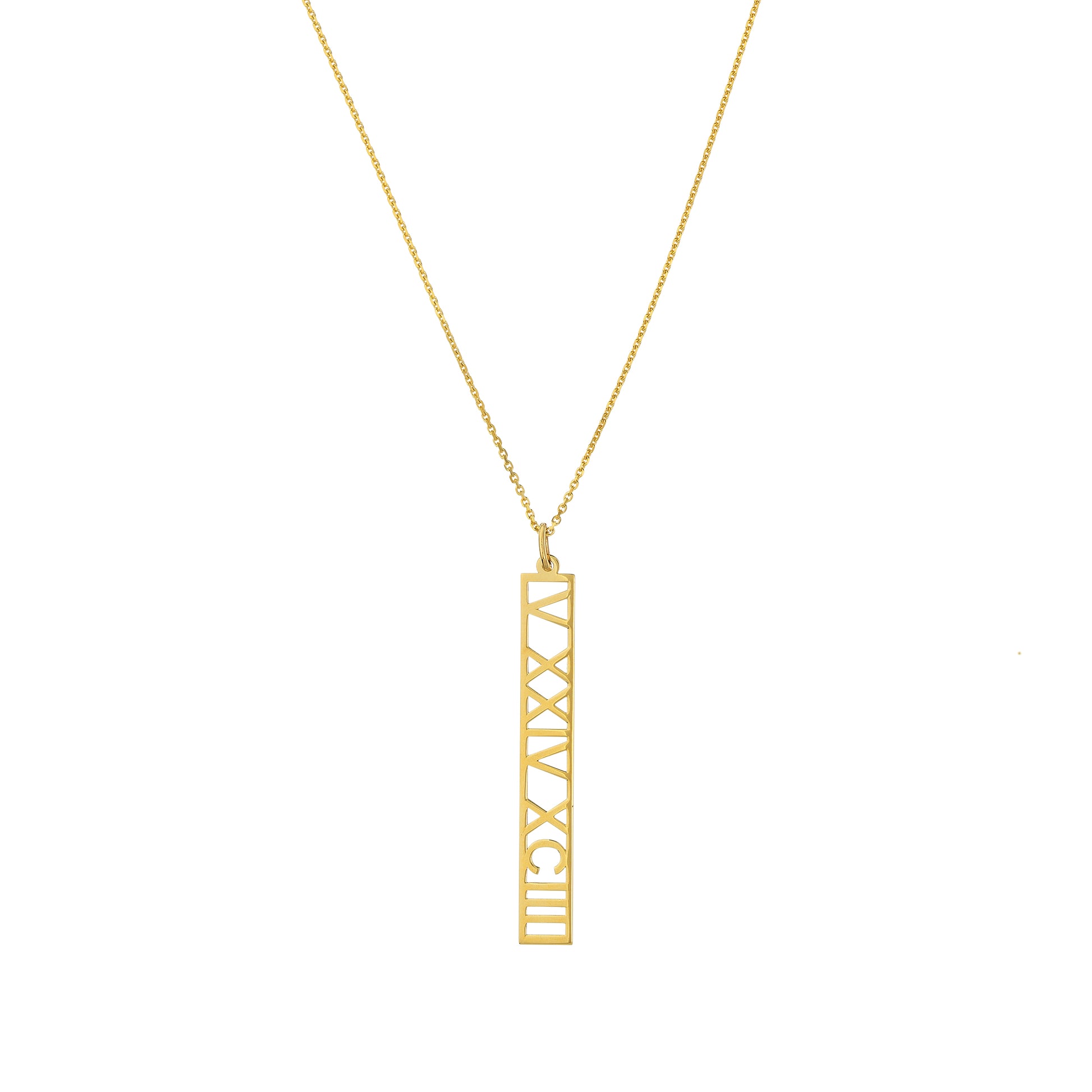 Roman Numeral Pendant + Cable Chain