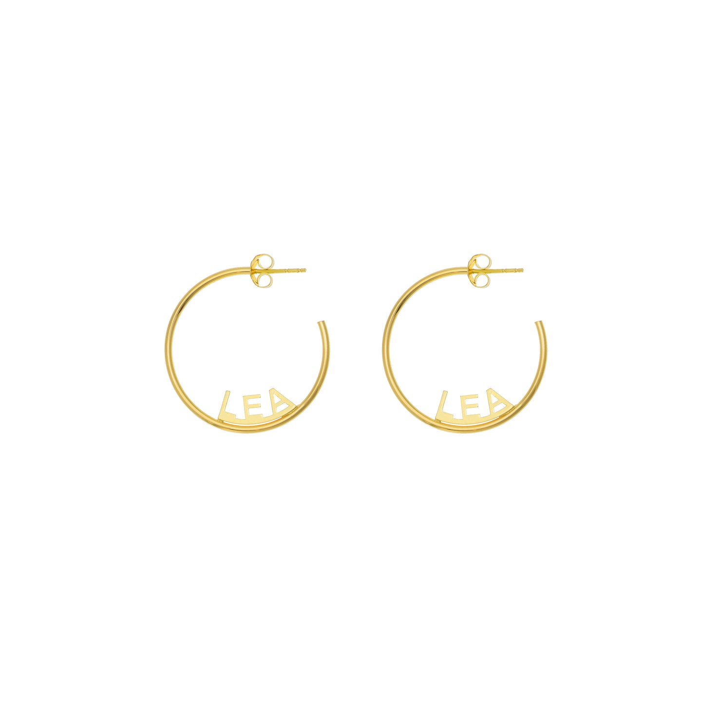 Name Block Letter Small Hoops