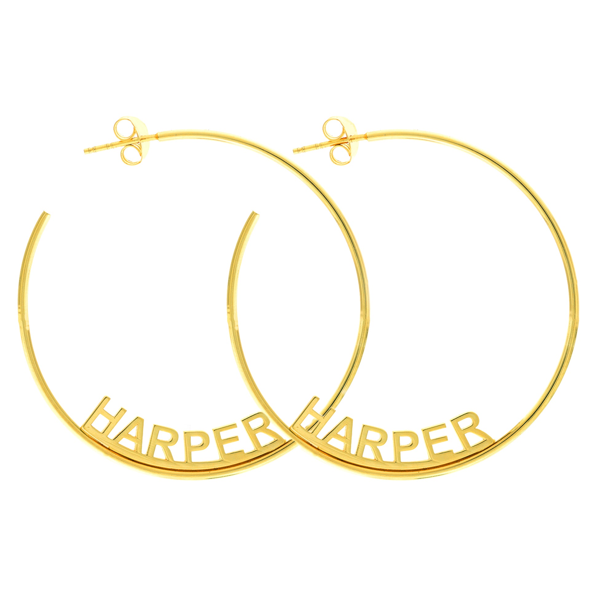 Name Block Letter Large Hoops