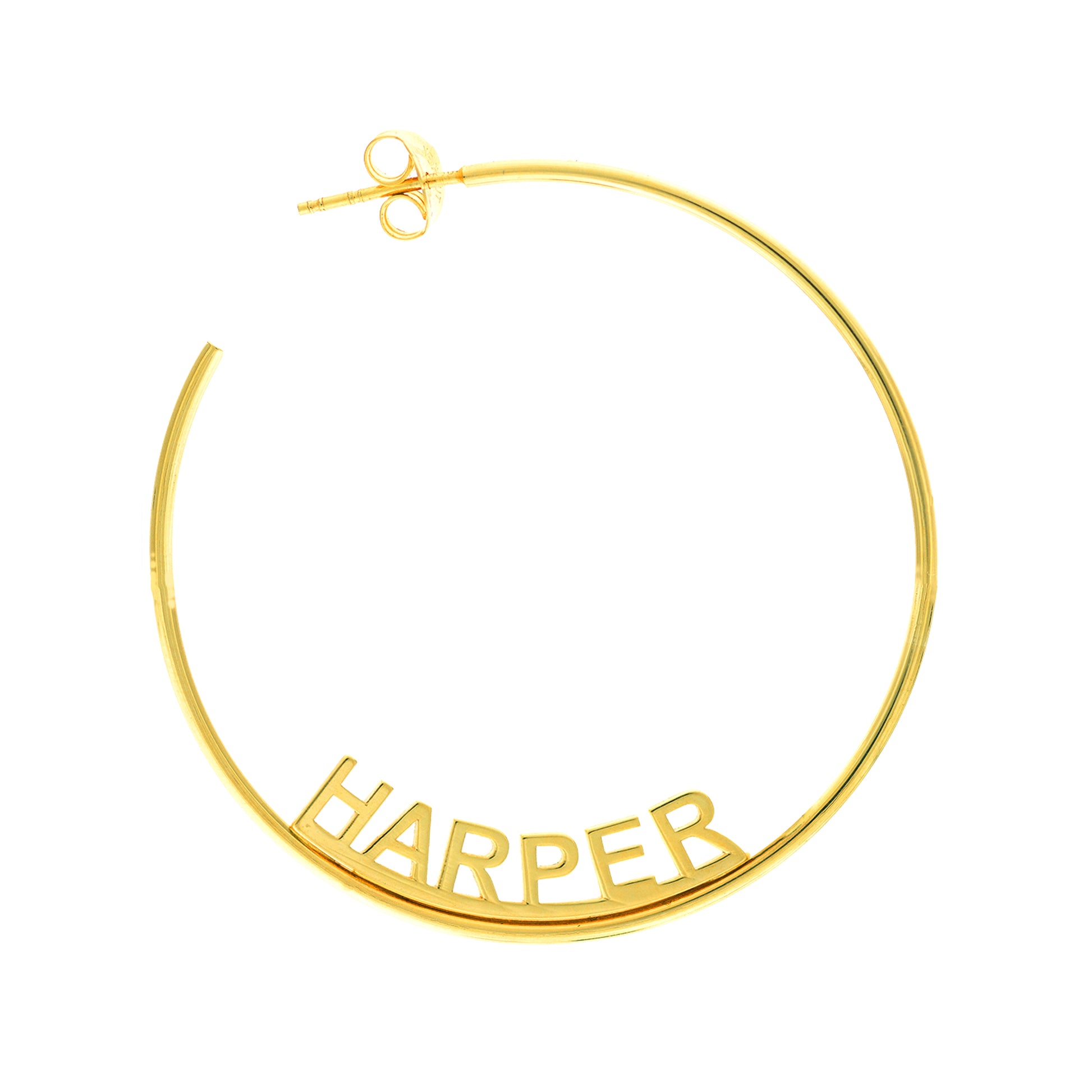 Name Block Letter Large Hoops