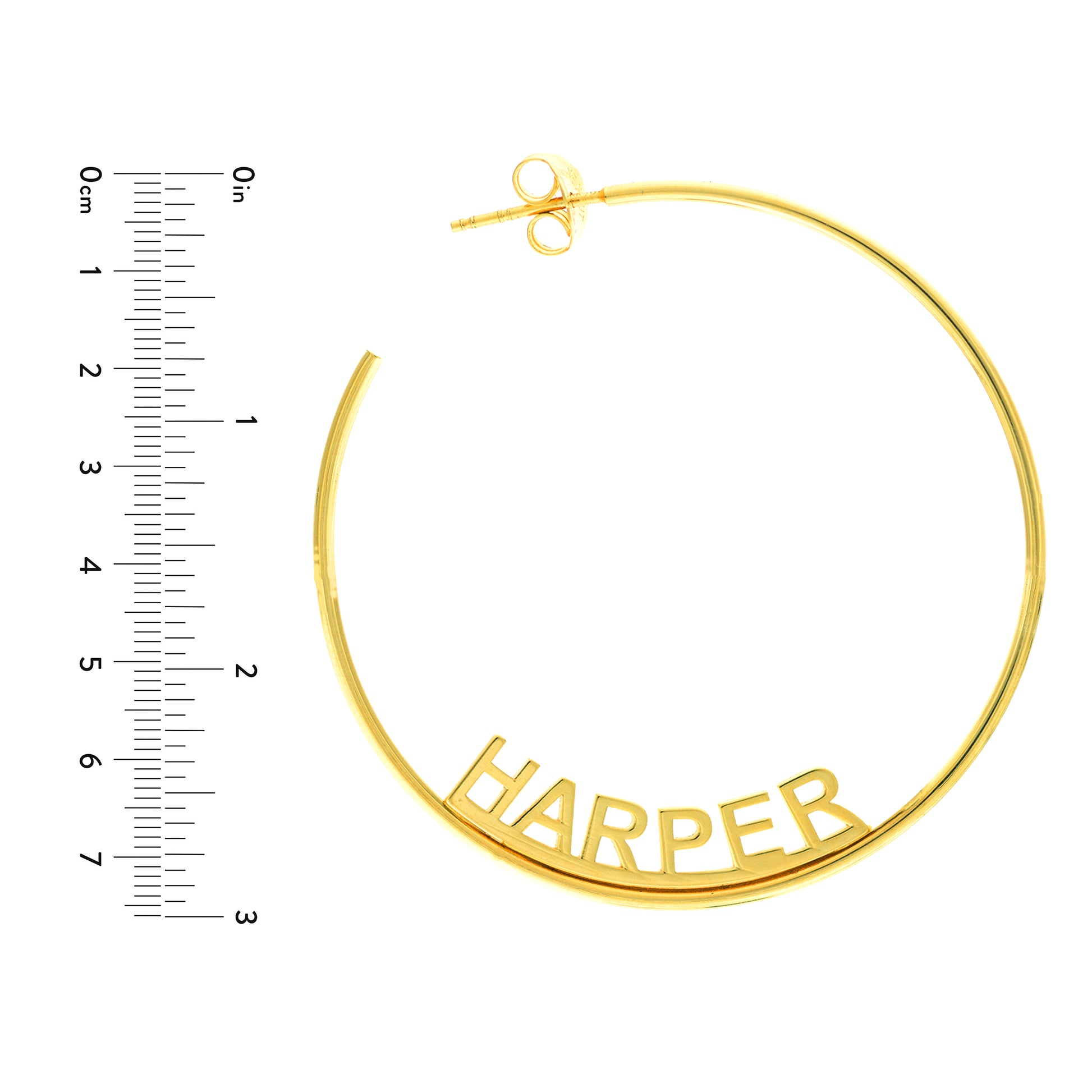 Name Block Letter Large Hoops