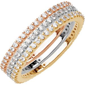 Gold Diamond Band Stacked