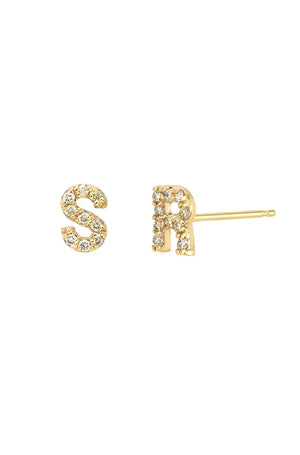 Mini Initial Diamond Stud