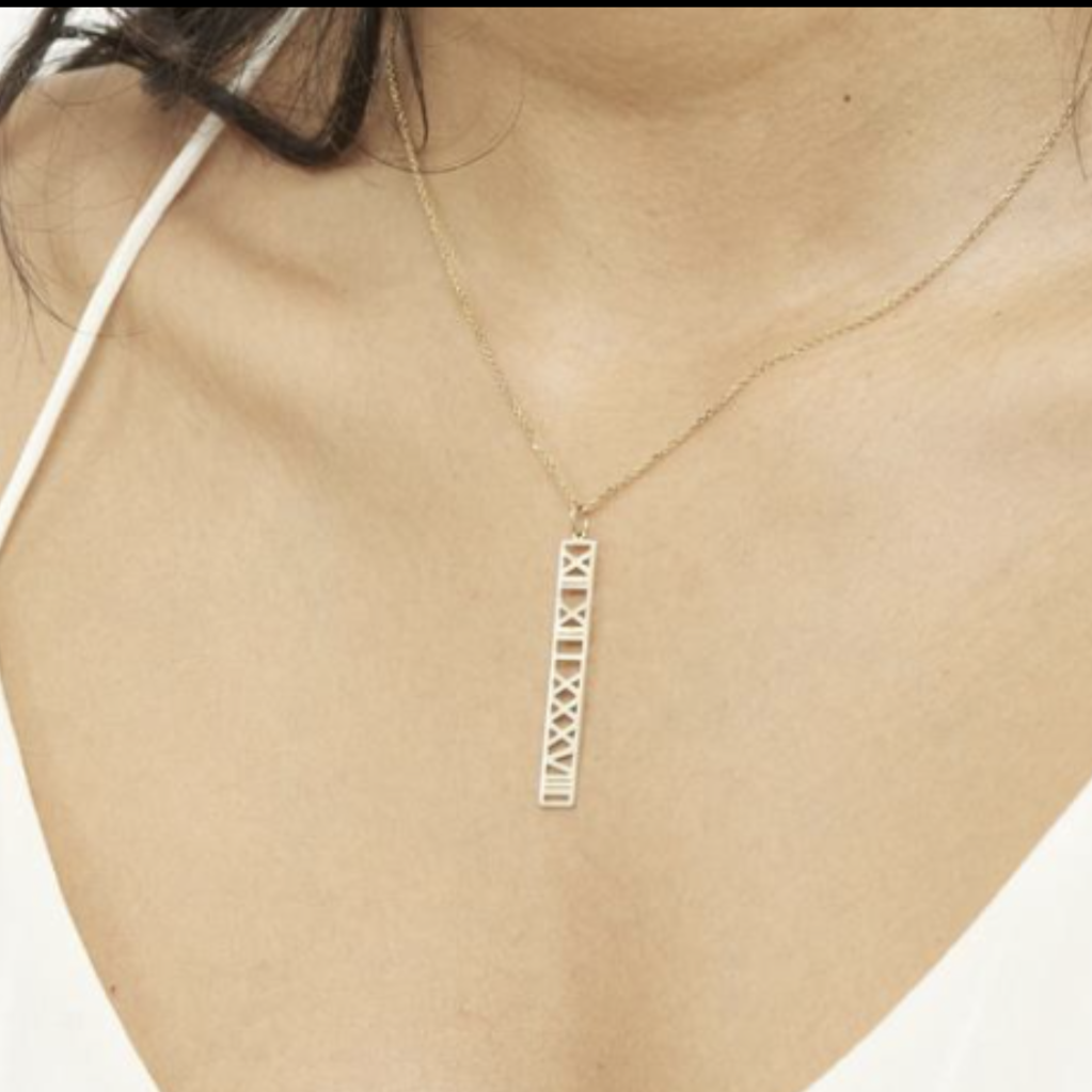 Roman Numeral Pendant + Cable Chain