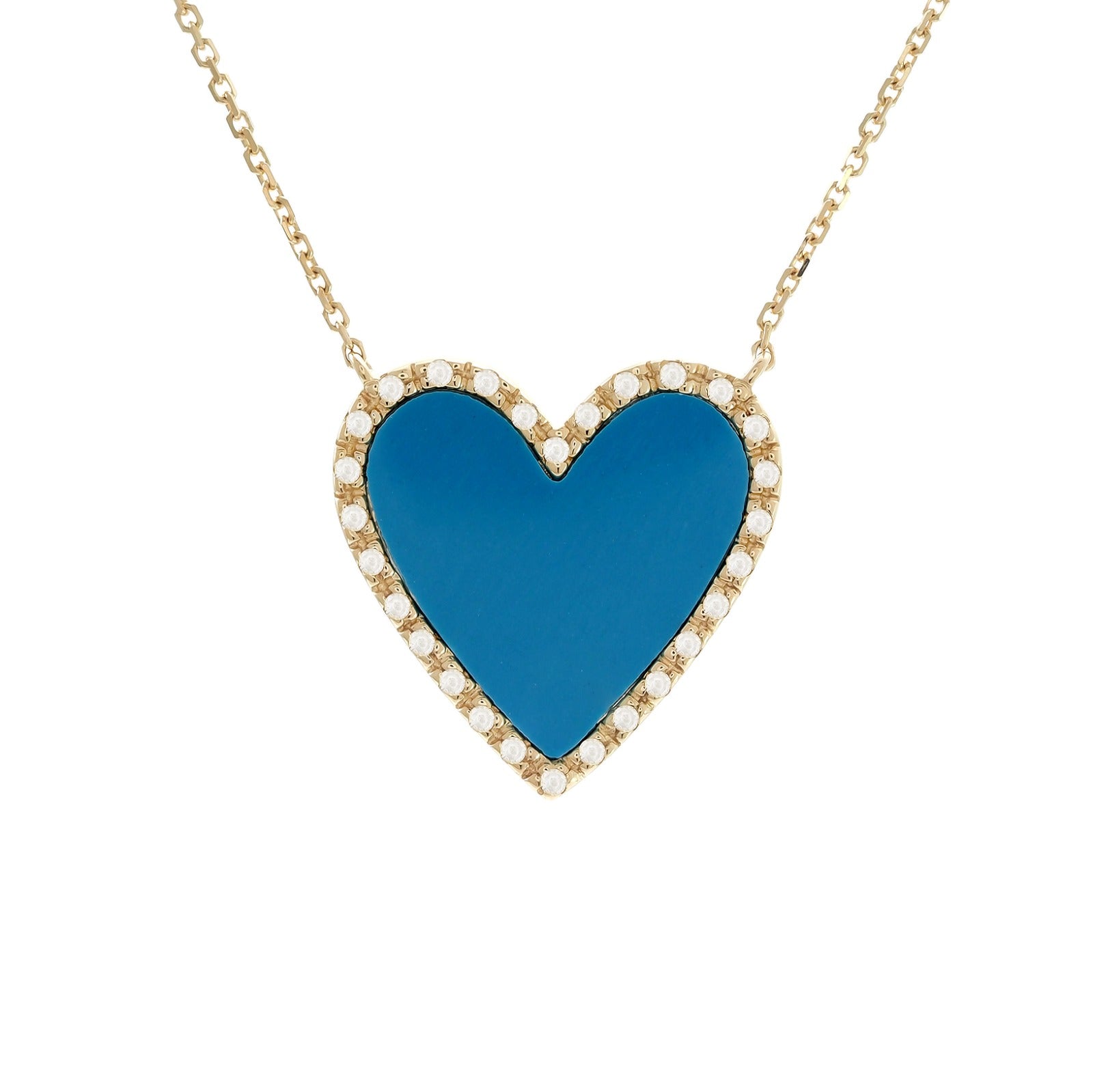 14kt yellow gold diamond turquoise necklace