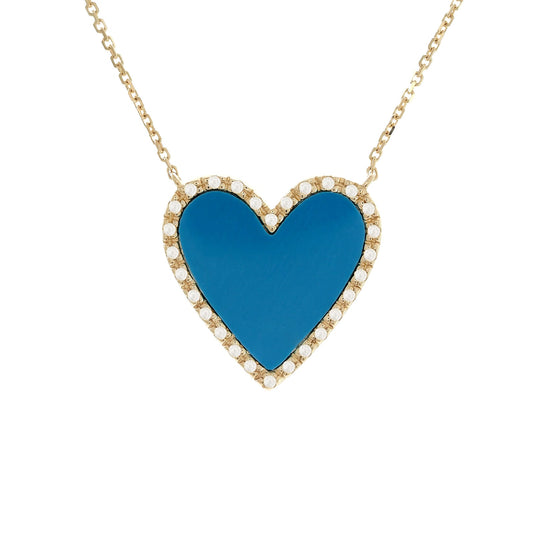 14kt yellow gold diamond turquoise necklace