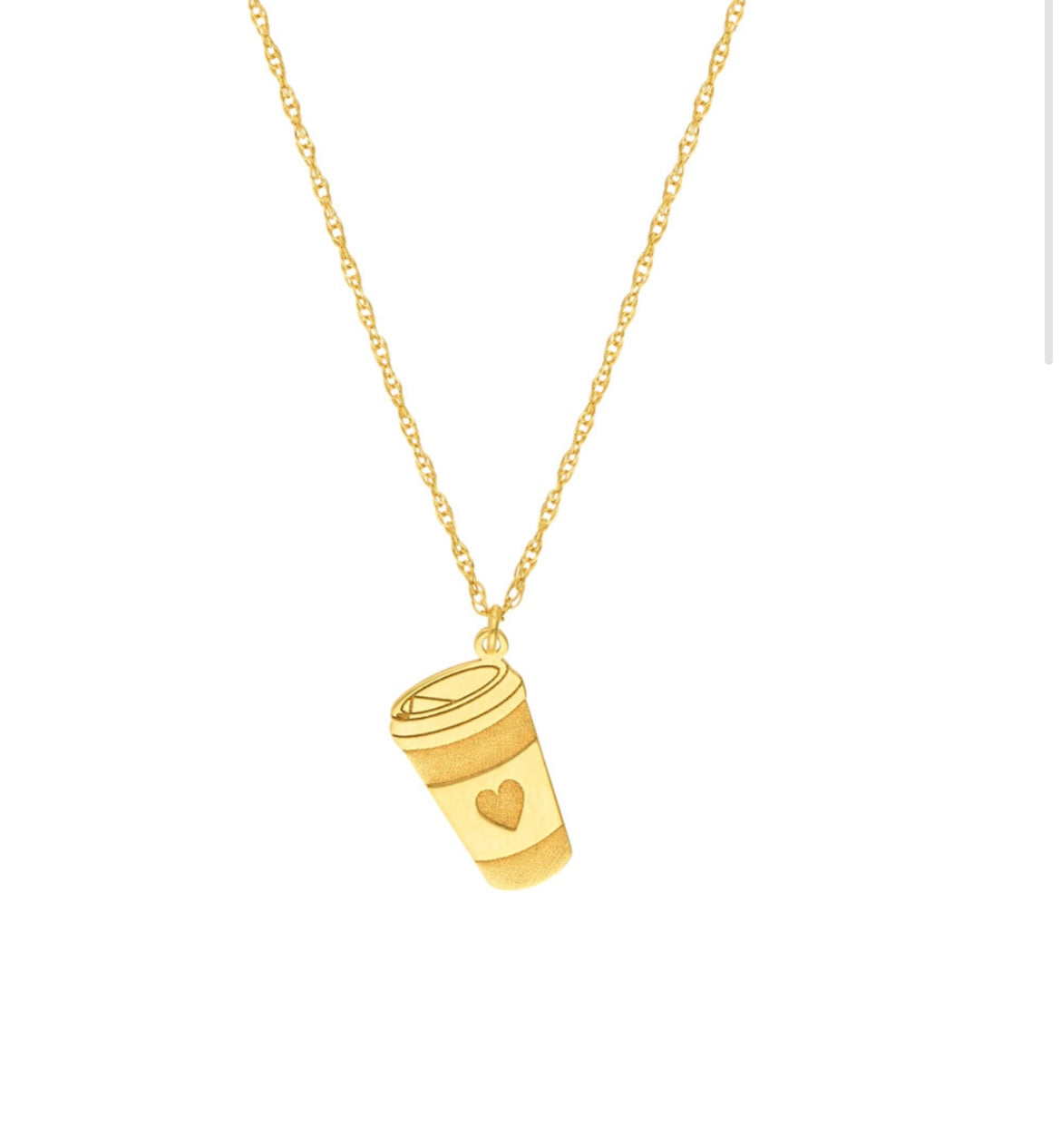 14k Gold Coffee Lover Charm Necklace