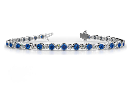 Diamond And Blue Sapphire Tennis Bracelet