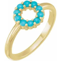 14K Gold Natural Turquoise Circle Ring