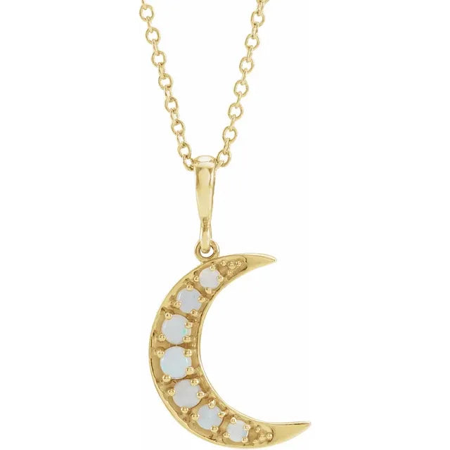 Opal Crescent Moon Necklace