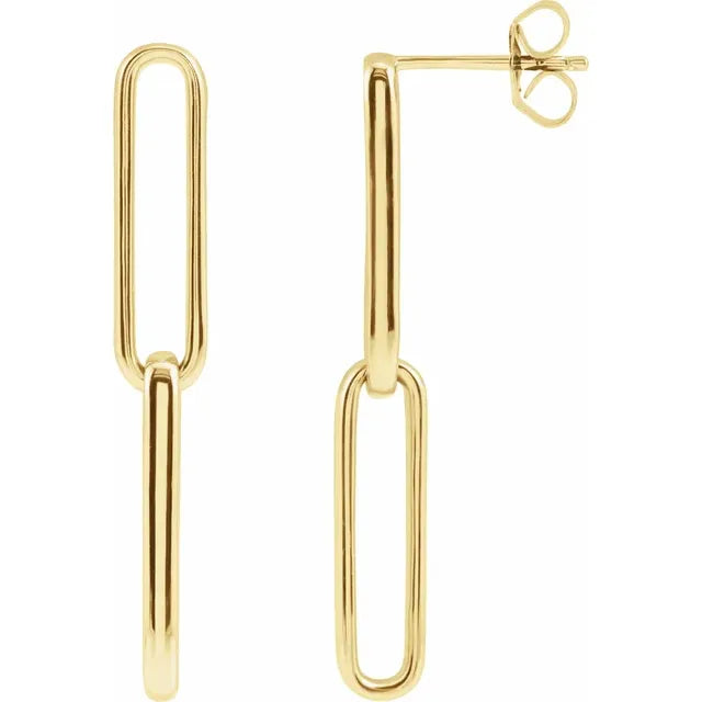 14k Gold Link Drop Earrings