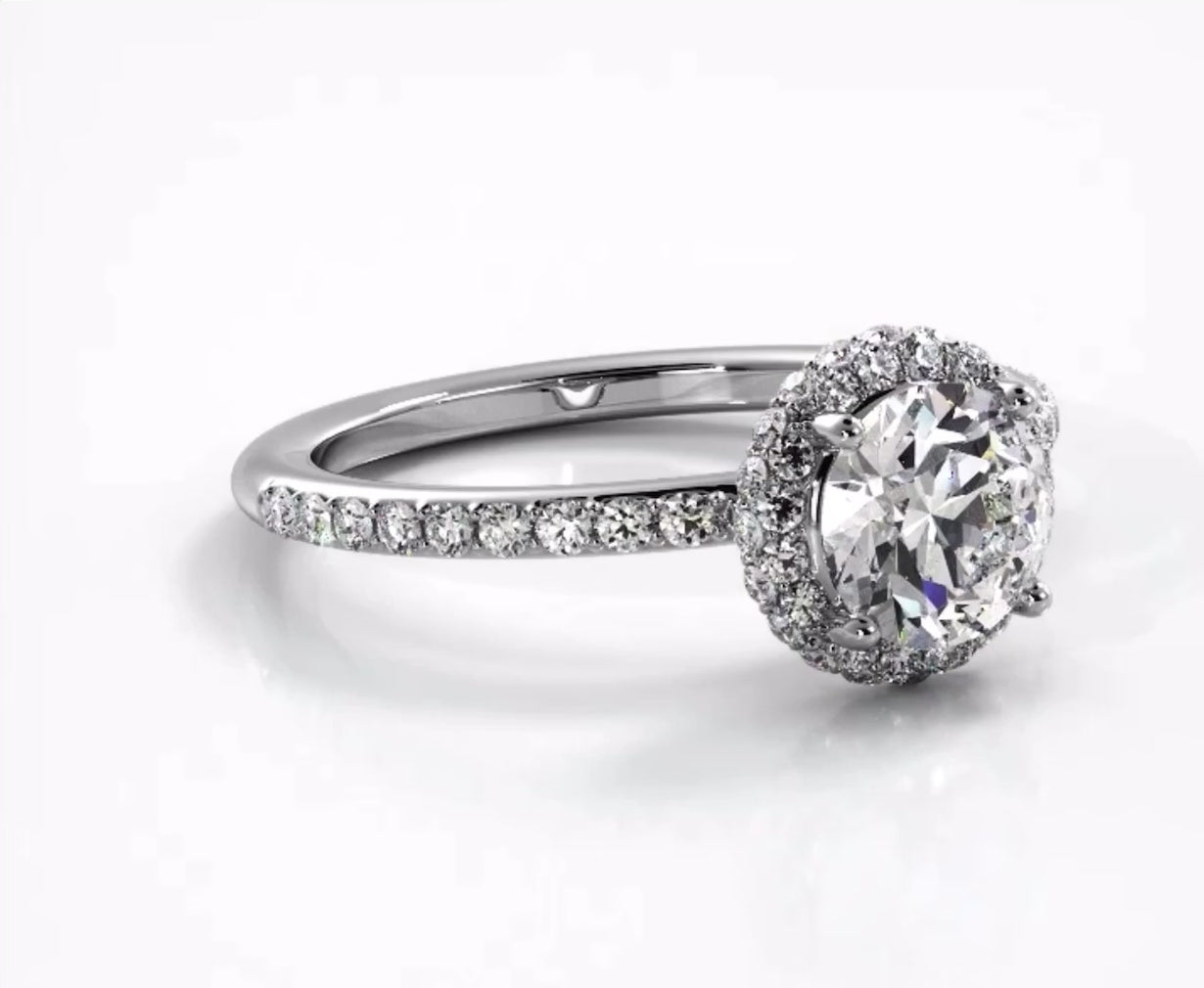 Enchanting Halo Diamond Engagement Wedding Ring