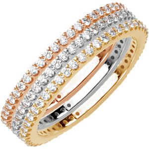 Gold Diamond Band Stacked 